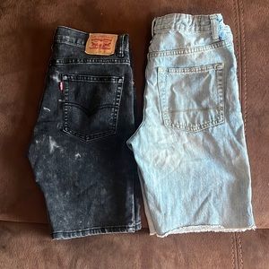 Boys shorts denim jean skinny Levi’s, Cat & Jack 2 pair size 16 black light wash